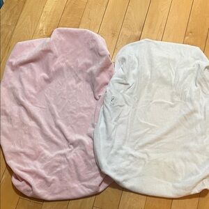 Pink and White Change Table Pad Covers